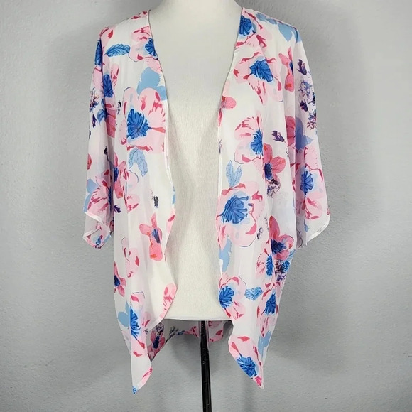 Women's Floral Sheer Lightweight Beachy Boho Festival Whimsical Kimono - Picture 1 of 5